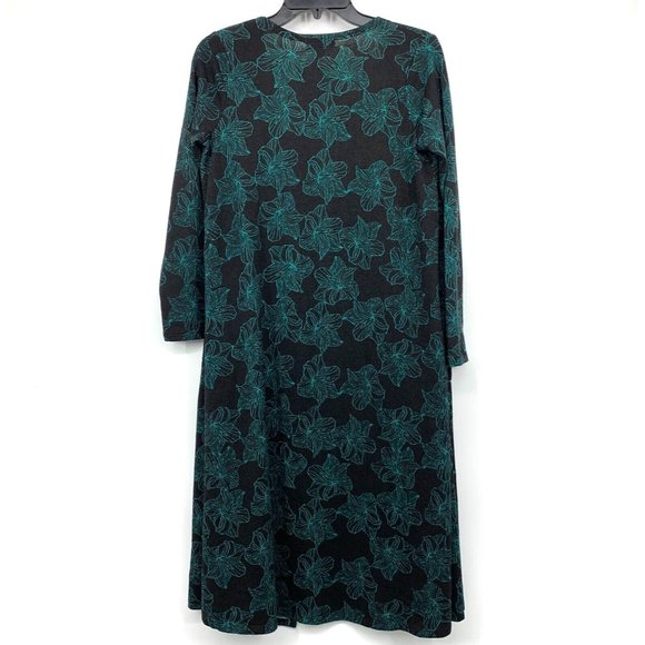 LuLaRoe Sarah Cardigan Black Blue Floral Duster Open Front Pockets - Picture 6 of 9